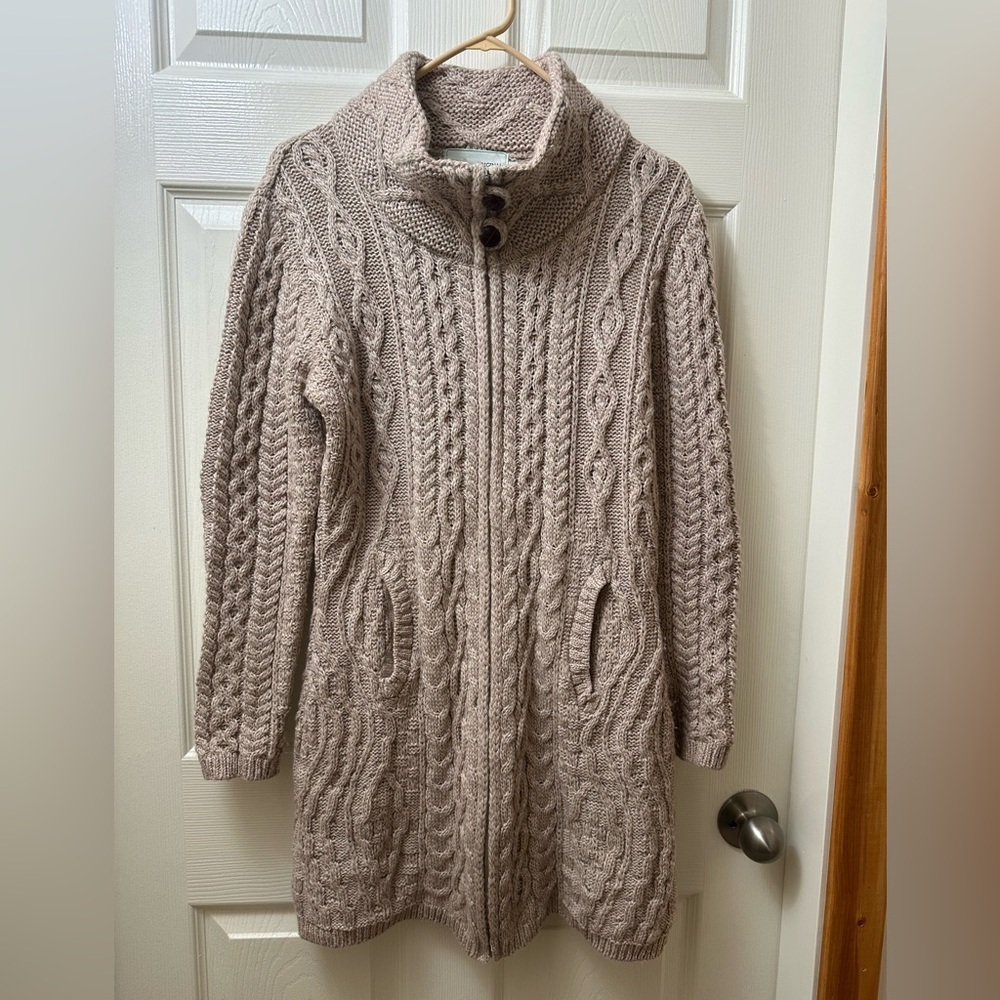 Aran Craft Cable Knit Full Zip Cardigan Women’s Xsm/Small 100% Merino Wool